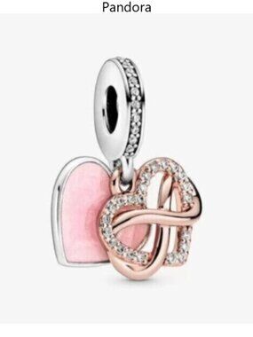 Pink and Rose Gold Heart Charm for Pandora Bracelets